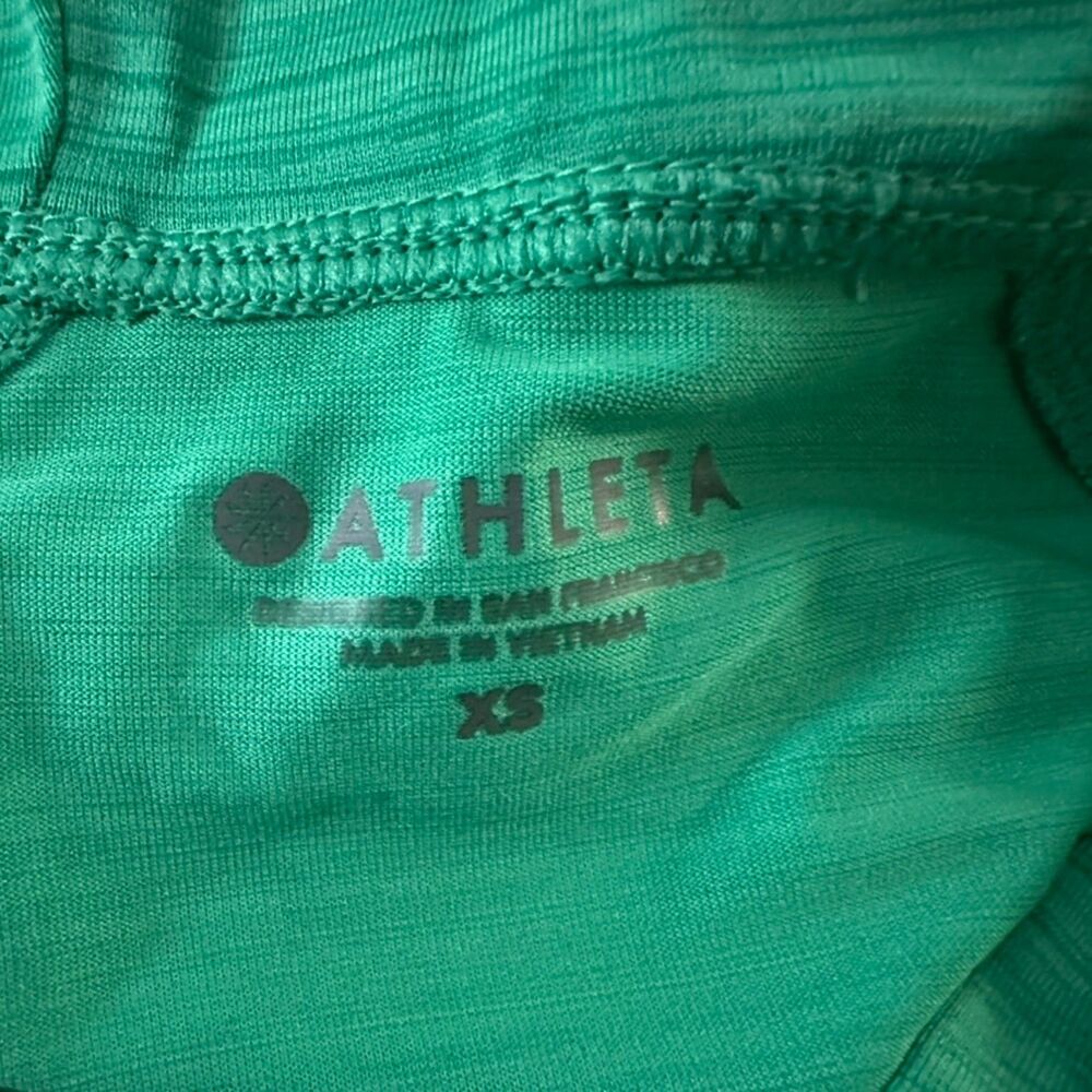 Athleta Green Quarter Zip Long Sleeve Athletic Top Women's Size XS Activewear - Picture 4 of 9